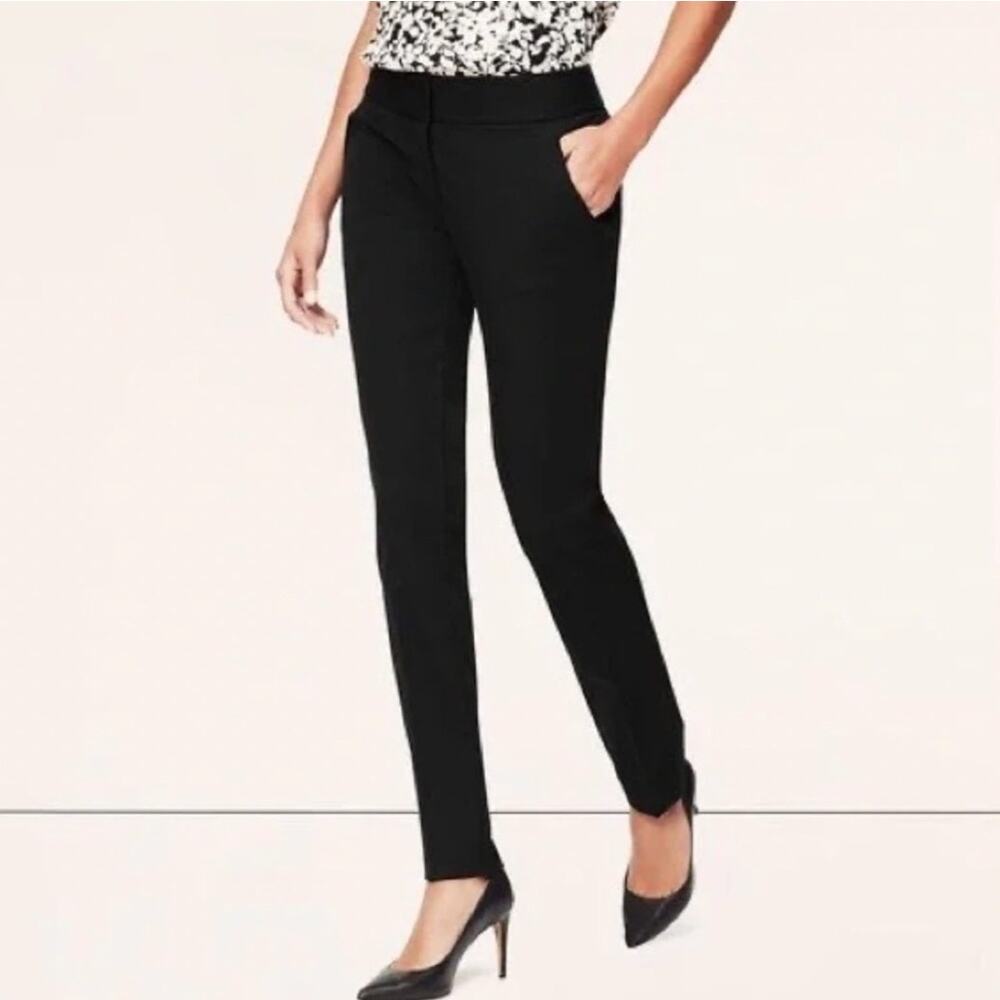 Loft Marisa Trouser Pant Size O Petite Black Slim Tapered Leg Preppy Office